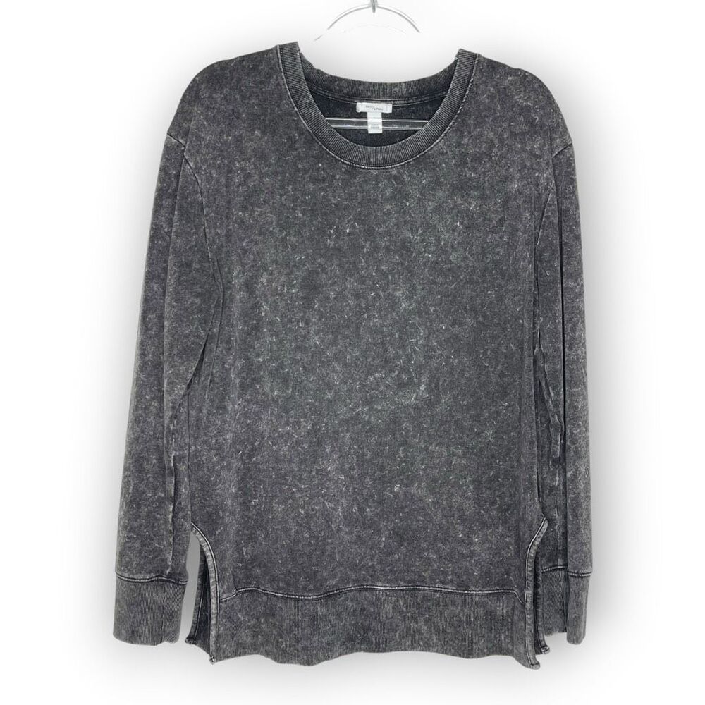 Daily Ritual Long Sleeve Crewneck Sweatshirt Side Cutouts Gray Grey Womens Large